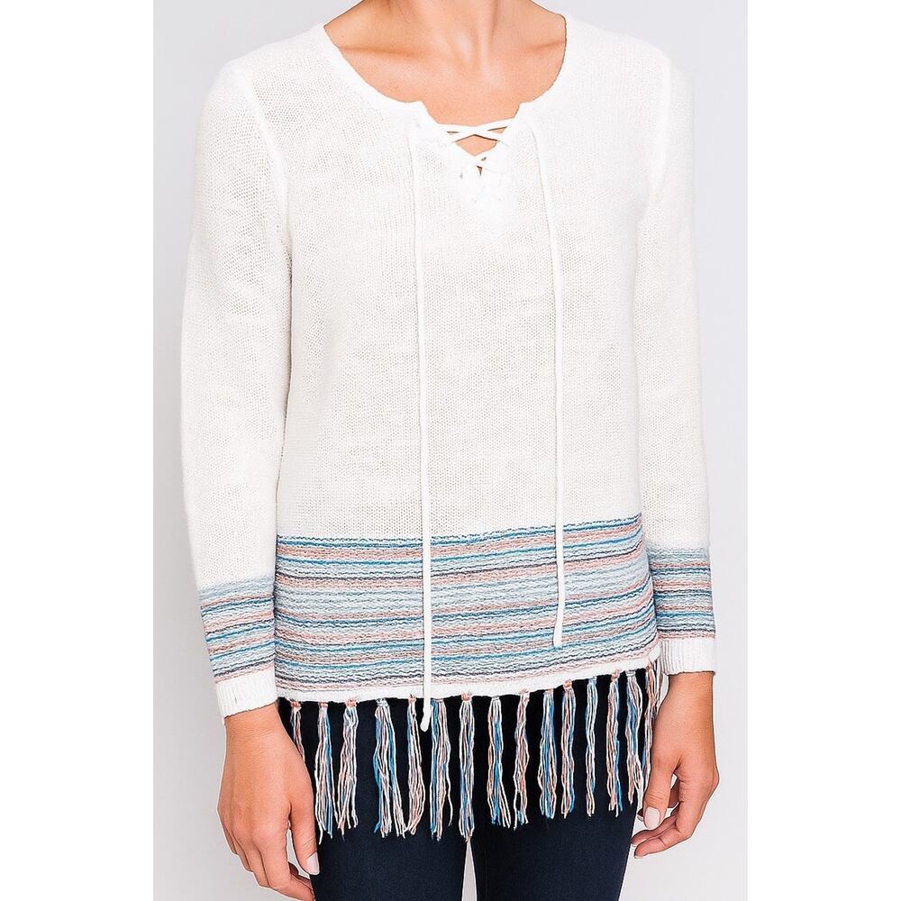 Women’s Size L Sweater Lightweight Bohemian Tassels Southwestern Boho